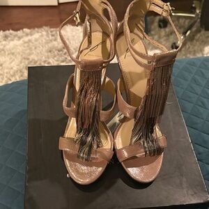 Brian Atwood T-Strap Sandal- Pewter